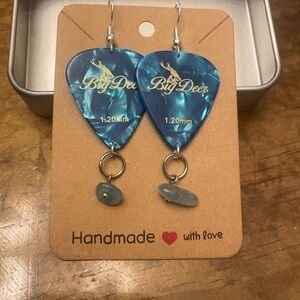 Big Dee Blue Guitar Pick Earrings